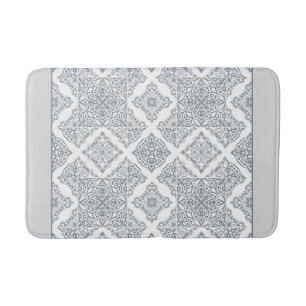 Trendy Gray and White Spanish Tiles Pattern Badematte