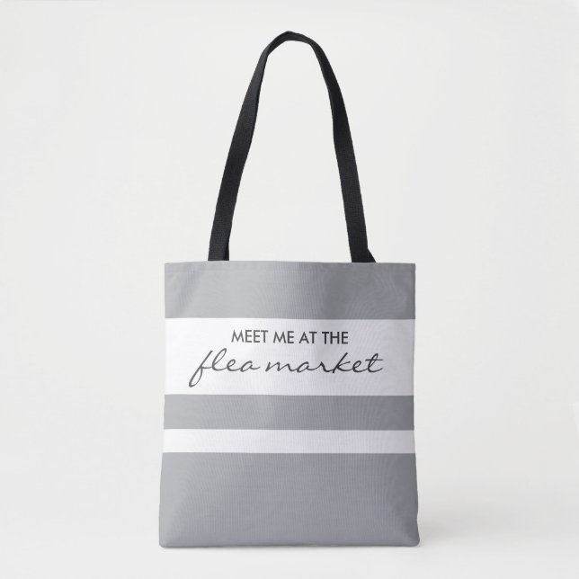 Trendy Gray and White Strip Tasche (Vorderseite)
