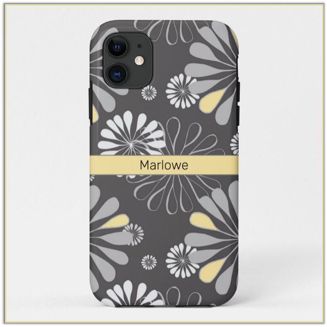 Trendy Gray and Yellow Floral Case-Mate iPhone Hülle (Von Creator hochgeladen)