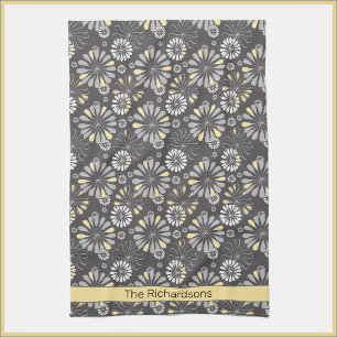 Trendy Gray and Yellow Floral Kitchtuch Geschirrtuch