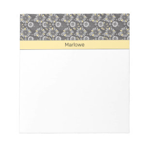 Trendy Gray and Yellow Floral Notizblock