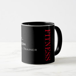 Trendy Gray Black Fitness - Name Tasse