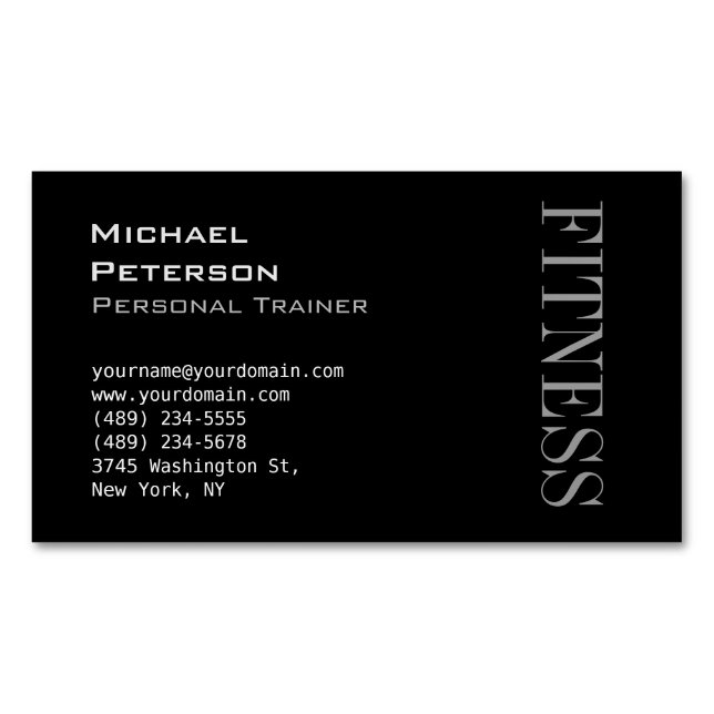 Trendy Gray Black Fitness Sport Business Card Magnetische Visitenkarte (Vorderseite)