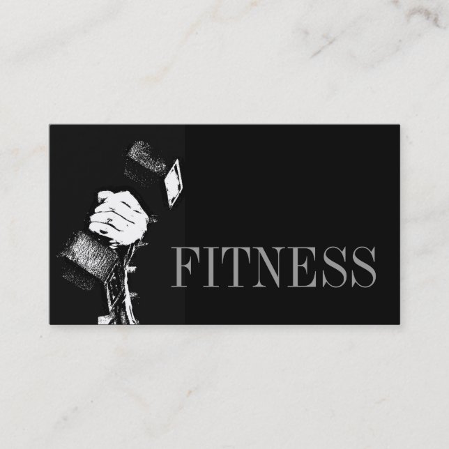 Trendy Gray Black Fitness Sport Business Card Visitenkarte (Vorderseite)