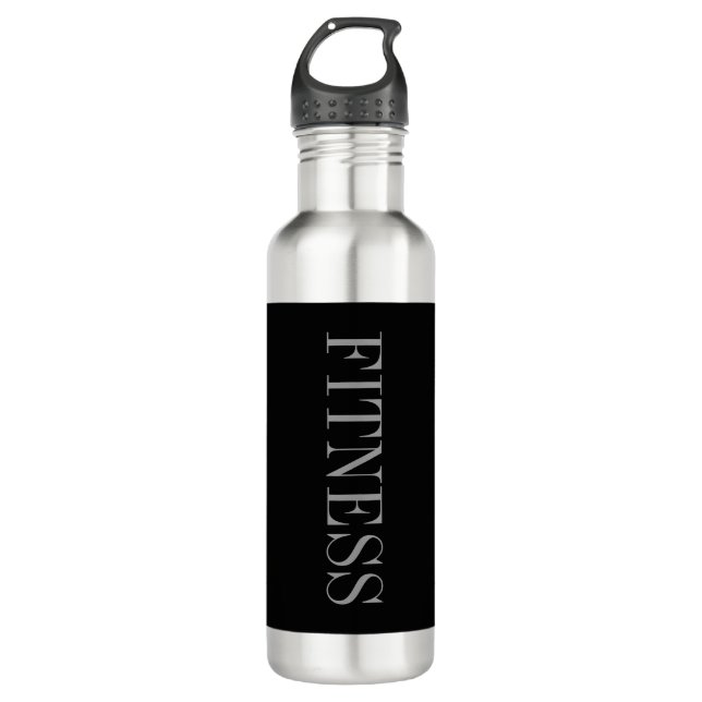 Trendy Gray Black Fitness Sport Edelstahlflasche (Vorderseite)