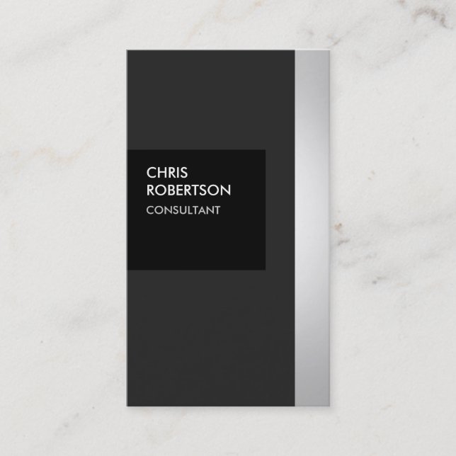 Trendy Gray Black Strip Creative Business Card Visitenkarte (Vorderseite)