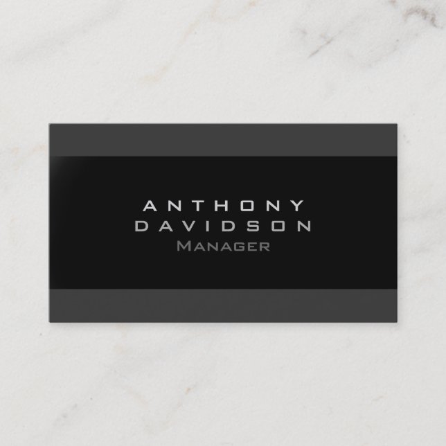Trendy Gray Black Strip Monogram Business Card Visitenkarte (Vorderseite)