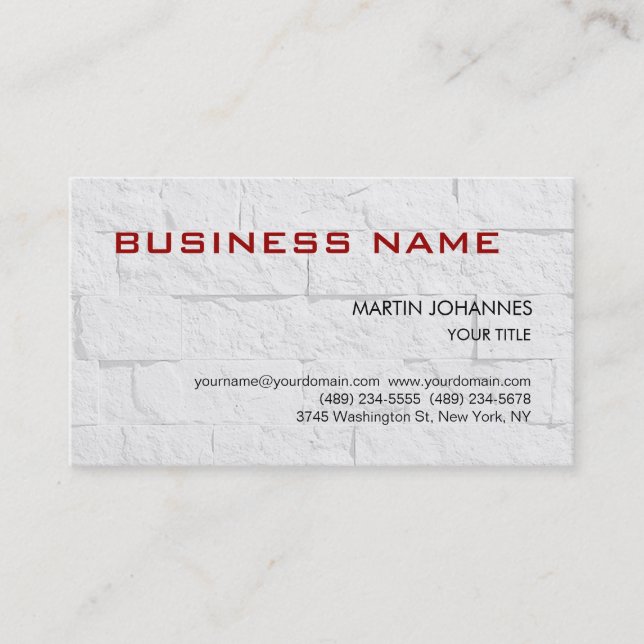 Trendy Gray Briy Wall Red Business Card Visitenkarte (Vorderseite)