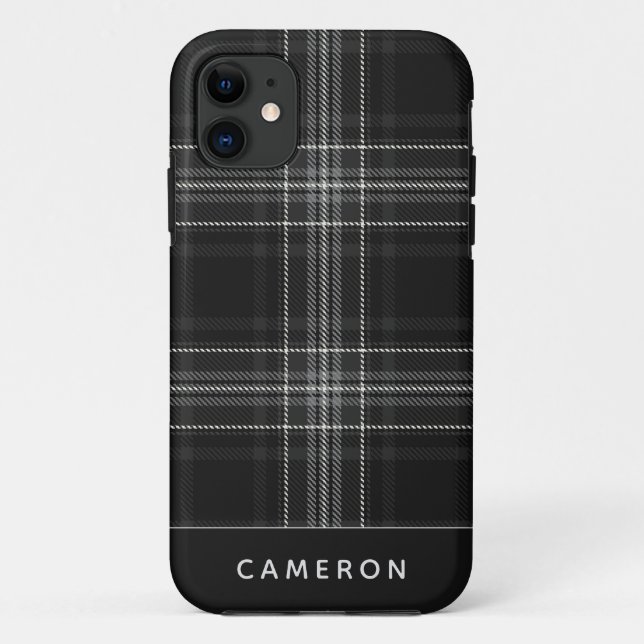 Trendy Gray Flannel Karierte bearbeitbare Name Cas Case-Mate iPhone Hülle (Rückseite)