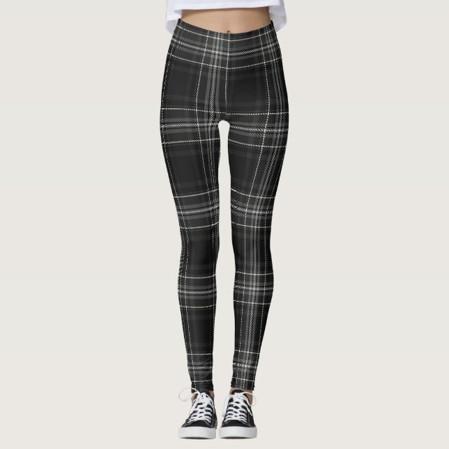 Trendy Gray Flannel - Tartan Karierte Mode Leggings (Vorderseite)