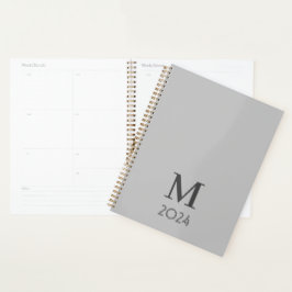 Trendy Gray Monogram 2024 Planer