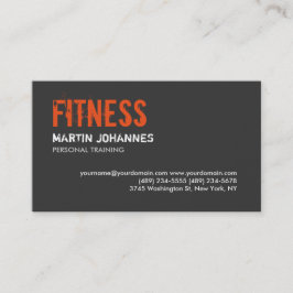 Trendy Gray Orange Personal Trainer Business Card Visitenkarte