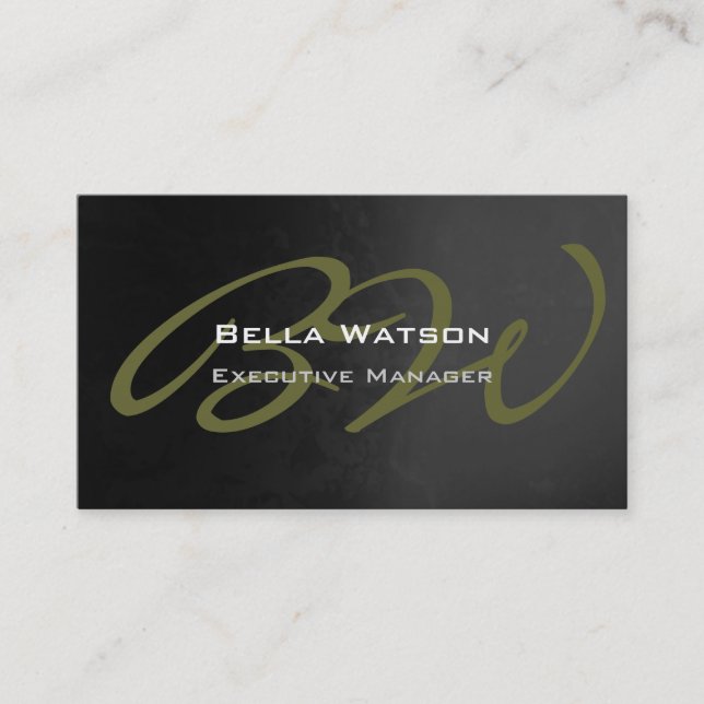 Trendy Gray Pattern Monogram Visitenkarte (Vorderseite)