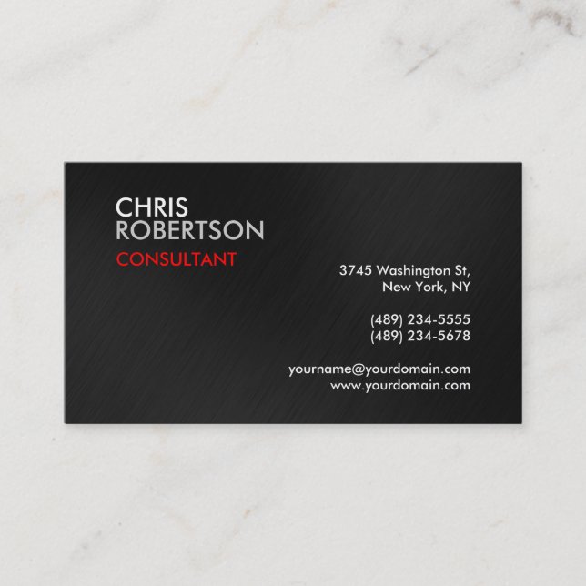 Trendy Gray Red Attractive Business Card Visitenkarte (Vorderseite)