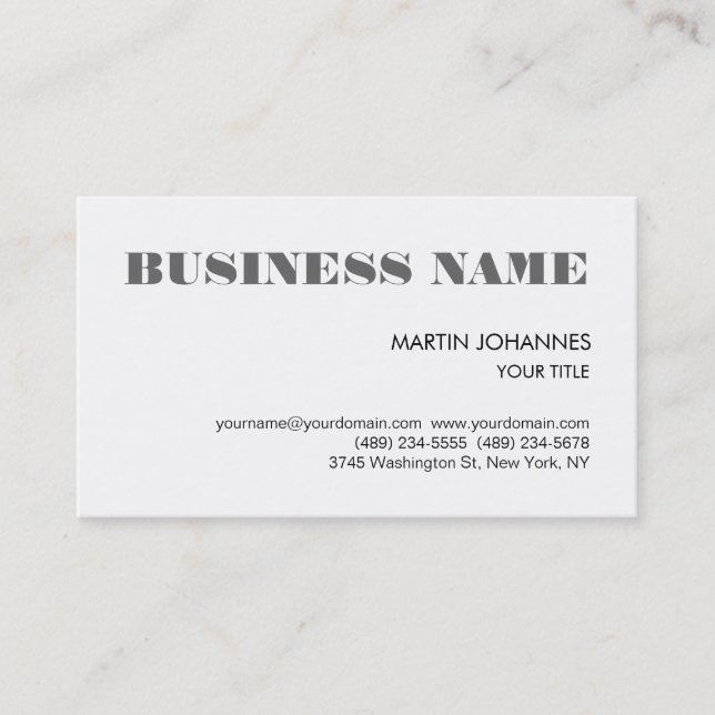 Trendy Gray Schwarz-weiß Business Card Visitenkarte (Vorderseite)