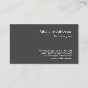 Trendy Gray Stylish Manager Business Card Visitenkarte