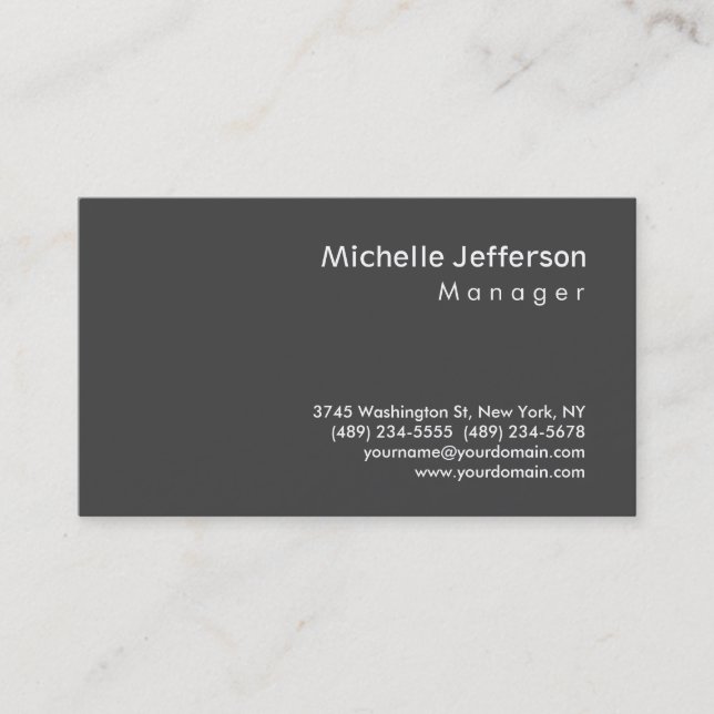 Trendy Gray Stylish Manager Business Card Visitenkarte (Vorderseite)