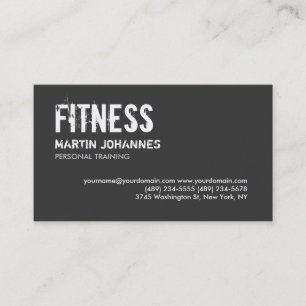 Trendy Gray White Personal Trainer Business Card Visitenkarte