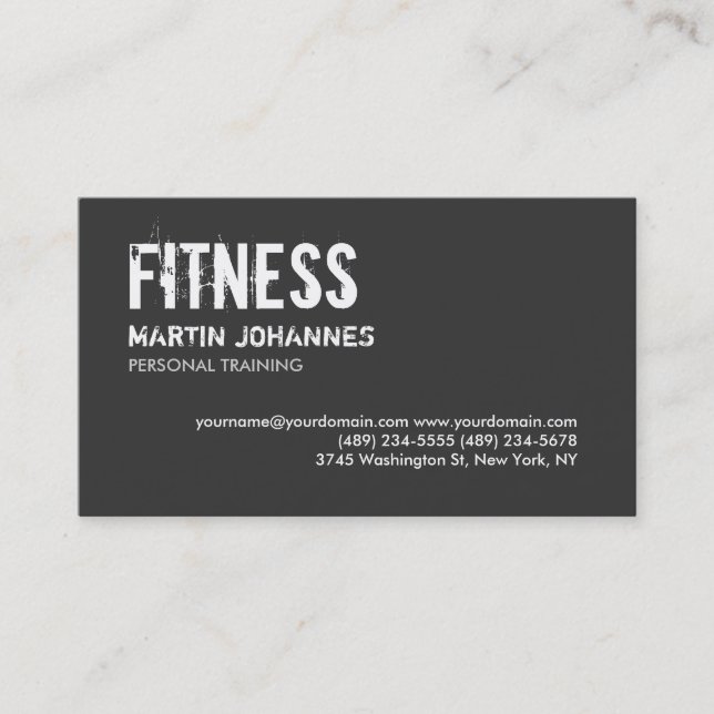 Trendy Gray White Personal Trainer Business Card Visitenkarte (Vorderseite)