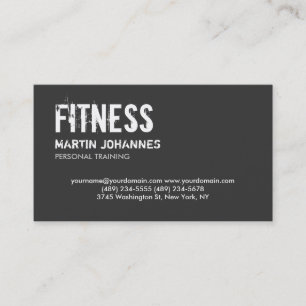 Trendy Gray White Personal Trainer Business Card Visitenkarte