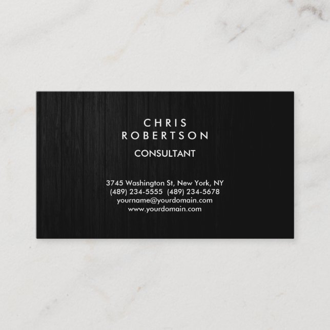 Trendy Gray Wood Effect Muster Business Card Visitenkarte (Vorderseite)