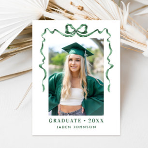 Trendy Green Bow Ribbon FOTO Graduation Party Postkarte