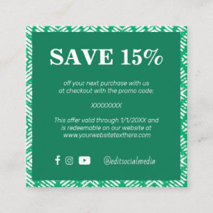 Trendy Green Business Discount Card Begleitkarte