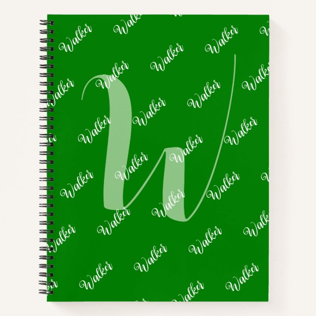 Trendy Green Color - Mit Monogramm Anfangsname Notizbuch (Vorderseite)
