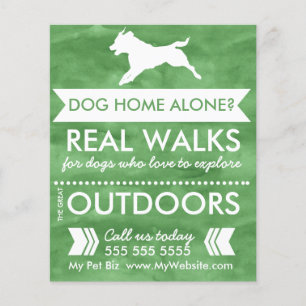 Trendy Green Dog Silhouette Dog Walker Flyer