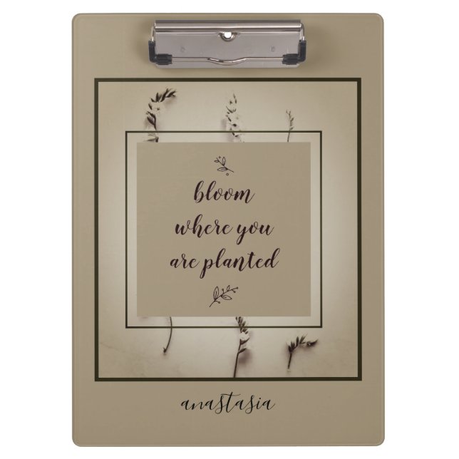 Trendy Green Floral Anastasia Blüte, wo geplant Klemmbrett (Vorderseite)