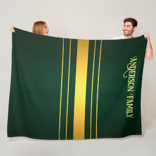 Trendy Green Gold Luxury Linen Texture Collection Fleecedecke