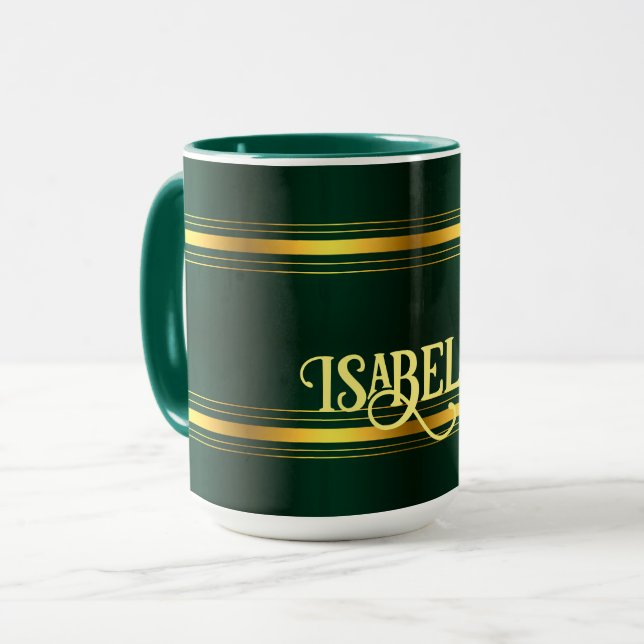 Trendy Green Gold Luxury Linen Texture Collection Tasse (Vorderseite Links)