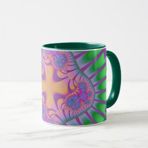 Trendy Green, Lila und Orange Fraktal Tasse