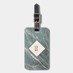 Trendy Green Marble, monogram-Personalisiert Gepäckanhänger