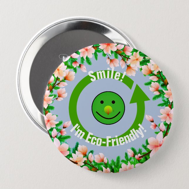 Trendy Green Öko Friendly Button (Vorne & Hinten)