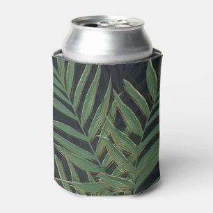 Trendy Green Palm Blätter Gold Strikes Gray Desig Dosenkühler