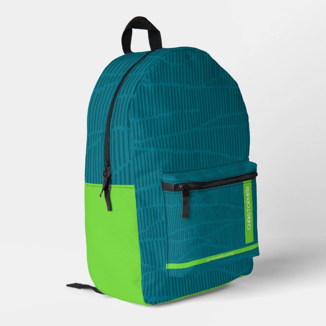 Trendy Green Personalisiert Name Bedruckter Rucksack (Rückseitige Ecke links)