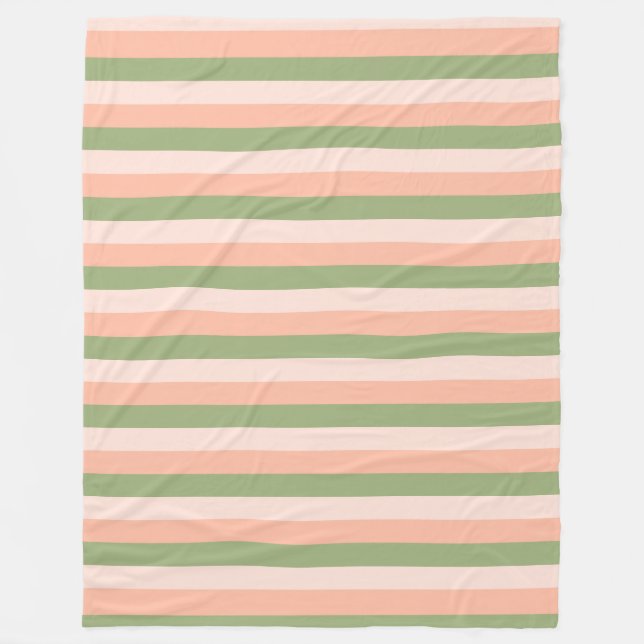 Trendy Green Pink Orange Striping Elegante Vorlage Fleecedecke (Vorderseite)