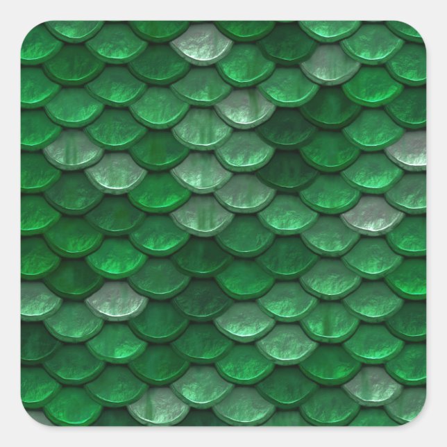 Trendy Green Scale Muster Quadratischer Aufkleber (Vorderseite)