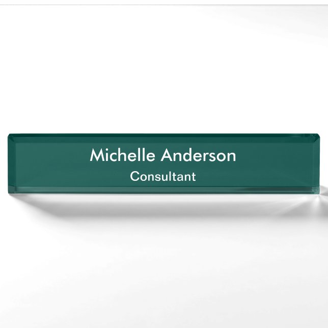 Trendy Green Script Consultant Desk Namplate Namensplakette (Vorderseite)