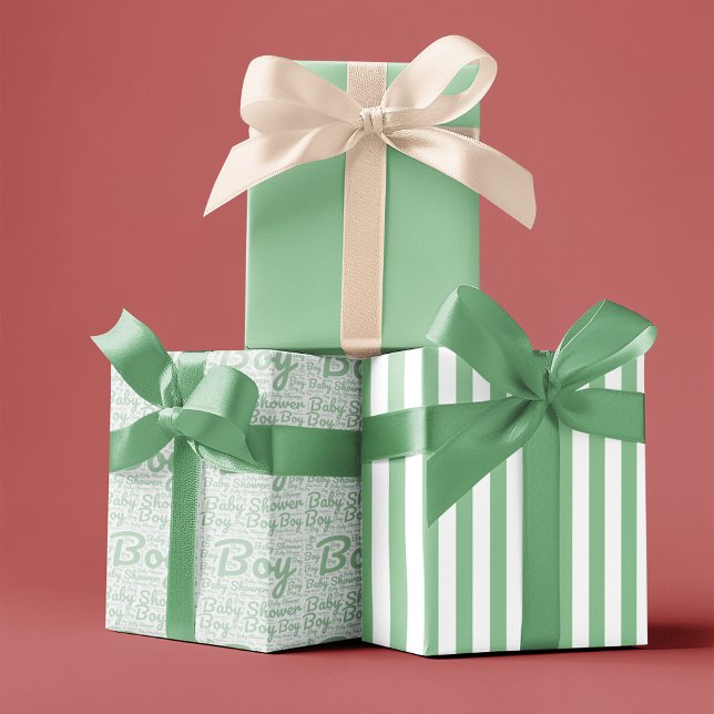 Trendy Green Typography Boy Script Baby Shooter Geschenkpapier Set (Von Creator hochgeladen)