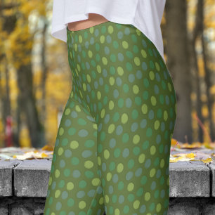 Trendy Green und Olive Green Polka Dot Muster Leggings