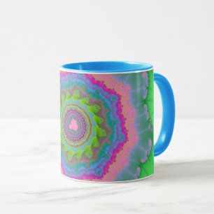 Trendy Green und Peach Fraktal Tasse