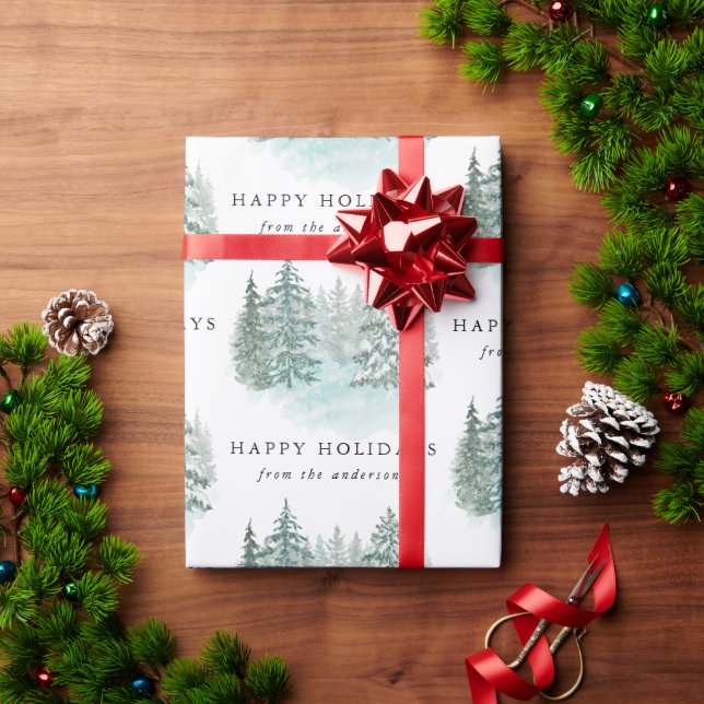 Trendy Greenery Elegant Winter Holiday Party Geschenkpapier (Feiertagsgeschenk)