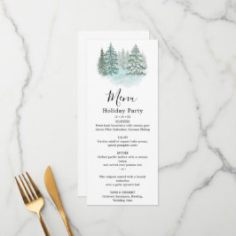 Trendy Greenery Elegant Winter Holiday Party Menükarte