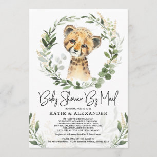 Trendy Greenery Gold Baby Leopard Dusche nach Mail Einladung