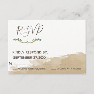 Trendy Greenery Natural Aquarell Hochzeit RSPV RSVP Karte