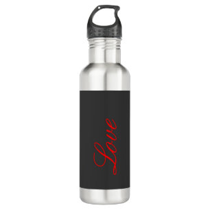 Trendy Grey Background Red Liebe Wedding Edelstahlflasche