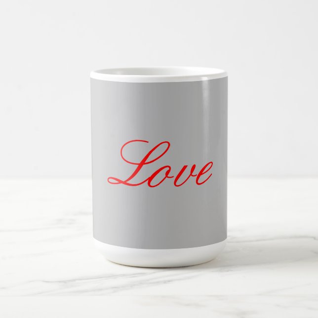 Trendy Grey Background Red Liebe Wedding Kaffeetasse (Mittel)