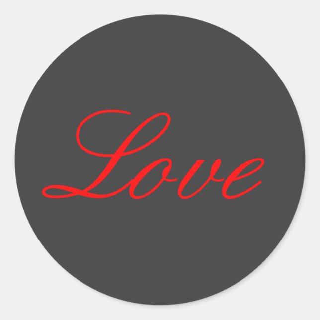 Trendy Grey Background Red Liebe Wedding Runder Aufkleber (Vorderseite)